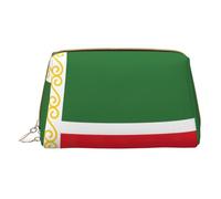 Flag of The Chechen Republic Leather Hand-Held Zipper Makeup Bag Storage Bag for Miscellaneous Items Pen Case