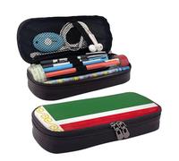 Flag of The Chechen Republic Leather Pencil Case Stationery Portable Multifunctional Storage Bag Academy Supplies