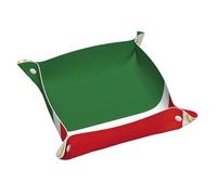 Flag Of The Chechen Republic Print Leather Valet Tray For Women,Travel Organizer, Trinket Jewelry Cosmetic Organizer Tray