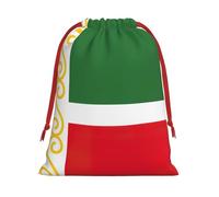 Flag of the Chechen Republic Print Personalized Drawstring gifts Bag Fashion Soft Velvet Present bag for Women Christmas 1 pack L