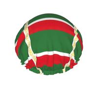 Flag Of The Chechen Republic Print Soft Lined Shower Cap, Double Layer Washable Wide Elastic Band Hair Shower Cap For Bath