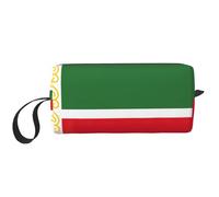 Flag of the Chechen Republic print Travel Toiletry Pouch, Pencil Bag Canvas Makeup Bag, Multi-Purpose Cosmetic Bag with Zipper, White, One Size