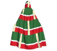 Flag of the Chechen Republic print Unisex Medieval Viking Hooded Cape Cloak for Halloween Cosplay, Christmas Party Costume Outfits