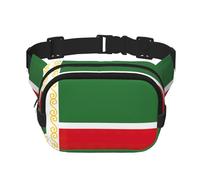 Flag of the Chechen Republic Print Versatile Square Double Layer Waist Bag Trendy for Men and Women daily use Bag, Black, One Size