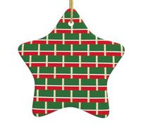 Flag Of The Chechen Republic Printing Christmas Ornaments, Ceramic Star Design With String For Holiday, Star Christmas Decorations