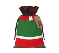 Flag Of The Chechen Republic Printing Color Matching Plaid Christmas Bag With Drawstring For Christmas Birthdays Party,4.7x6.9 Inch