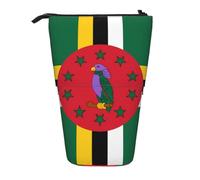Flag of The Commonwealth of Dominica Expandable Stand Pencil Pouch, Multi-Design Oxford Fabric, Adjustable Height, Multi-Use Cosmetic Bag