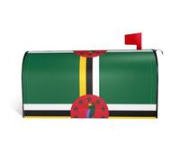 Flag of The Commonwealth of Dominica It is a Waterproof Fabric Mailbox Cover with a Print on one Side and a Curved Opening on one Side.