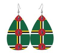 Flag of the Commonwealth of Dominica Leather earrings, European and American style earrings for young women, birthday gifts/Valentine's Day gifts