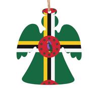 Flag of The Commonwealth of Dominica Patterns Wooden Ornaments - 6-Piece Set - Suitable for Decorating Christmas Trees, Doors, and Windows - Angel Shape