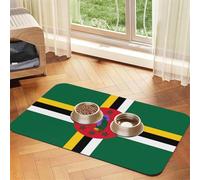 Flag of the Commonwealth of Dominica Pet Absorbent Leather Placemat 40x60cm Beautiful Design Cat and Dog Bowl Mat Portable Storage