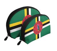 Flag of The Commonwealth of Dominica Portable Bags Clutch Pouch.2-Piece Makeup Bag Set, Large & Small Travel Cosmetic Pouches