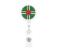 Flag of The Commonwealth of Dominica Print Badge Holder Retractable Reel, with ID Alligator Clip Rotatable Buckle, for Nurse Teacher