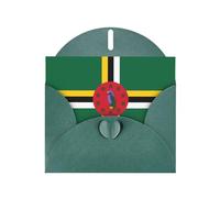Flag Of The Commonwealth Of Dominica Print Blank Note Card, All Occasion Holidays Greeting Card Dark Green