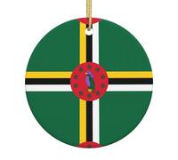 Flag of the Commonwealth of Dominica Printed Double-Sided Christmas Ceramic Ornaments â€“ Perfect Souvenir Decorations for Festive and