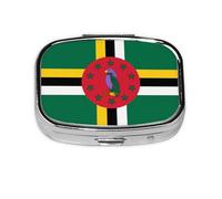 Flag of The Commonwealth of Dominica Square Pill Box Lightweight and Portable, with 2 Plastic Inserts, Suitable for Carrying in Pockets or Wallets.