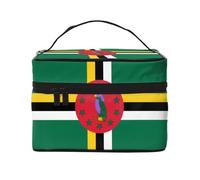 Flag of the Commonwealth of Dominica Women's travel cosmetic bag, (9x6.5x6.2 inches) portable large capacity cosmetic bag, large cosmetic bag storage bag for girls, Black, One Size, Black, One Size