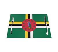 Flag of The Commonwealth of Dominica Woven Placemat 12x18 Inch - Non-Slip, 6 PCS Durable for Home and Kitchen Decor