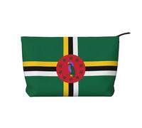 Flag of The Commonwealth of Dominica Zipper Closure Corduroy Makeup Bag Multifunctional Organizer 22x7x17cm for Travel Camping Vacation Fitness