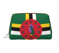 Flag of The Commonwealth of Dominica Zipper Closure Leather Portable Waterproof Cosmetic Bag for Home Travel to Organize Toiletries Sundries