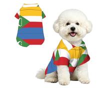 Flag of the Comoros Pet Hawaiian Shirt - Soft Peach Skin Button-Down top, Casual Beach Style Small