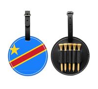 Flag of The Congo Black Printed Golf tee Storage Bag - Portable Design, Easy to Organize tee