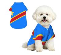 Flag of the Congo Breathable Hawaiian Dog Shirt Summer Button Up Top for Small Medium Dogs S