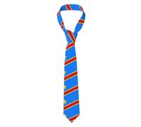 Flag of the Congo Men's Necktie.Menâ€™s All-Over Print Necktie 100% Polyester Business Wedding Gift Soft Drape.
