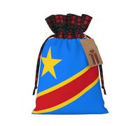 Flag of the Congo Print Christmas Drawstring Bags Snack Wrap, Reusable Holiday Treat Sacks for Presents S
