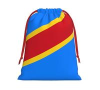 Flag of the Congo Print Holiday Drawstring Bag, Treat Pouch Wrap,Reusable Event Favor,Daily Storage Bag L