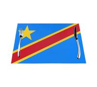 Flag of The Congo Woven Placemat 12x18 Inch - 4 PCS Fashion Pattern Design for Home and Kitchen Decor