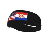 Flag of The Croatian Republic of Herzeg-Bosnia and America Headbands Men Women Non Slip Wicking Sports Sweatband for Gym Basketball Yoga Hairbands