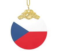Flag Of The Czech Republic Elegant Glass Round Pendant, Detailed 3.3 Inch Holiday Ornament For Gift And Celebration
