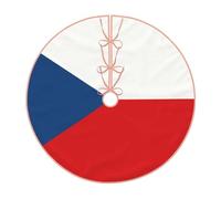 Flag of The Czech Republic Imitation Linen Christmas Tree Skirt with Hem, Good Decorations for Christmas and Halloween