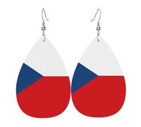 Flag of the Czech Republic Leather Earring Pairs Teardrop Faux Leather Earrings Set for Women Lightweight Leather Dangle Drop Earrings.
