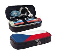 Flag of The Czech Republic Leather Pencil Case Stationery Portable Multifunctional Storage Bag Academy Supplies