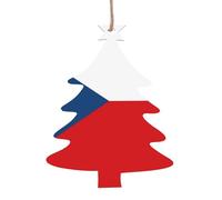 Flag of The Czech Republic Patterned Wooden Ornaments, a Set of 6 Decorations, Suitable for Hanging on Christmas Trees and fireplaces.