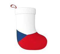 Flag Of The Czech Republic Plush Christmas Stocking, Large Festive Hanging Ornament For Tree, 45cm Polyester Style Holiday Decor