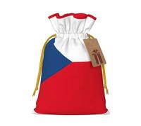 Flag of the Czech Republic Print Birthday Gifts Wrap Bag Unique Drawstring Gifts Bag Canvas Bags for Party Wedding Present,1 Piece M