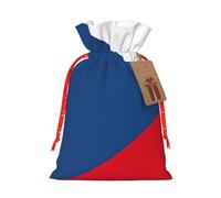 Flag Of The Czech Republic Print Christmas Burlap Gift Bag With Drawstring, Present Small Favor Pouch For Birthday Parties-S Size