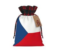 Flag of the Czech Republic Print Christmas Drawstring Gift Bags,Gifts Wrapping Bag for Xmas Birthday Holiday Party