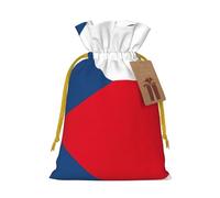 Flag Of The Czech Republic Print Christmas Drawstring Holiday Candy Bag Xmas Sacks Reusable Wrapping Bags Party Favor