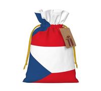 Flag Of The Czech Republic Print Christmas Drawstring Present Bag, Reusable Holiday Goodie Bag For Presents