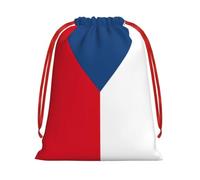 Flag of the Czech Republic Print Drawstring Gift Bag Christmas wrap Pouche | Reusable Christmas Party Wrapping Pouches For Party Favors,Thanksgiving Carnival Festival New Year Party Gift Wrap Bags