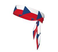 Flag Of The Czech Republic Print Head Tie Headbands, Ninja Karate Tie, Athletic Sweatbands,Sweat Wicking Workout Head Band