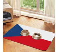 Flag of The Czech Republic Print Pet Food Mat Absorbent Non Slip PU Leather Feeding Mat for Dogs Cats Rubber Bottom