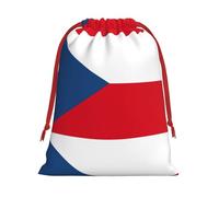 Flag Of The Czech Republic Print Santa Sack Drawstring Bags For Presents, Reusable Plush Holiday Fabric Gift Bags- L Size