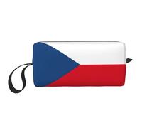 Flag of the Czech Republic print Travel Toiletry Pouch, Pencil Bag Canvas Makeup Bag, Multi-Purpose Cosmetic Bag with Zipper, White, One Size