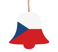 Flag of the Czech Republic Print Wooden Christmas Tree Pendant,Wood Hanging Ornaments with Ropes, for Holiday, Office, Decor 4 PCS