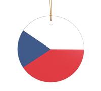 Flag of The Czech Republic Print Xmas Ornament Hanging Decor, Acrylic Romantic Christmas Decoration for Home Wedding Anniversary